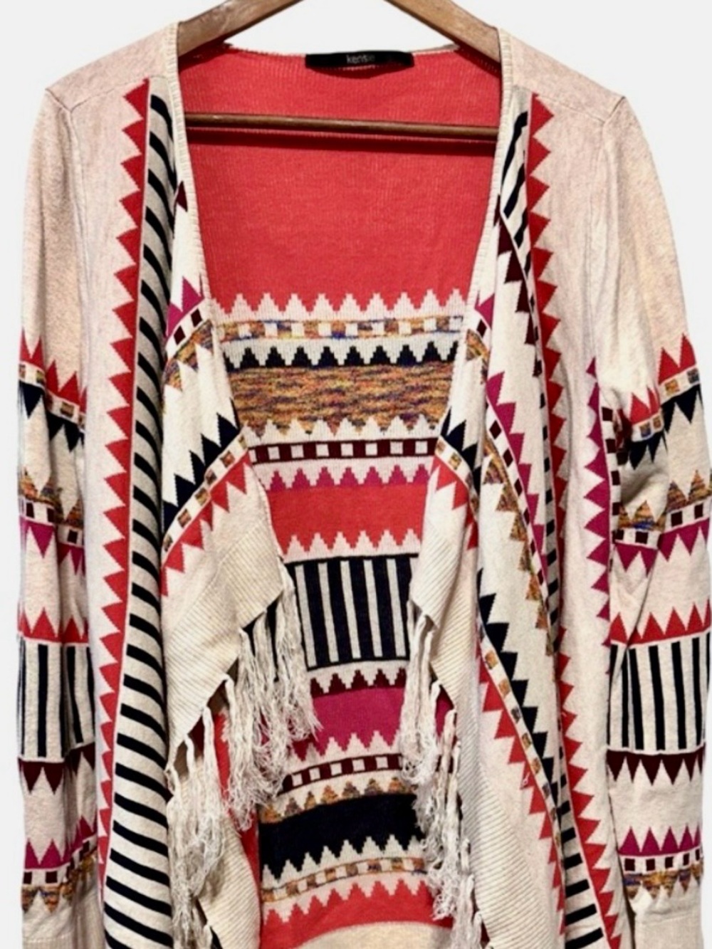 KENSIE Fringe Southwestern Cardigan Ranchcore Cowgirl Boho